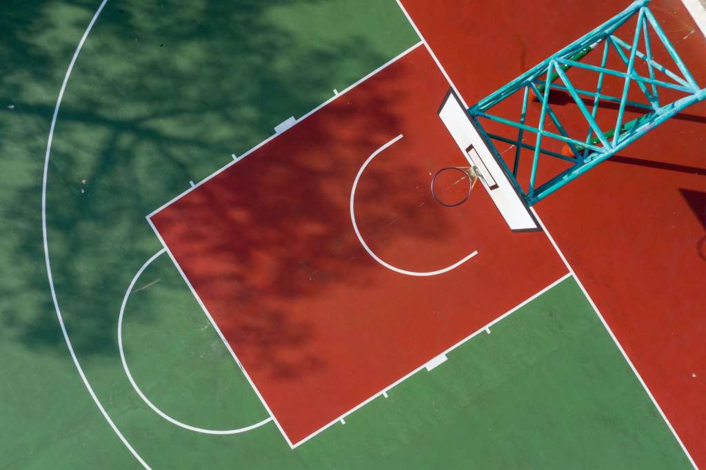 Top view of basketball court